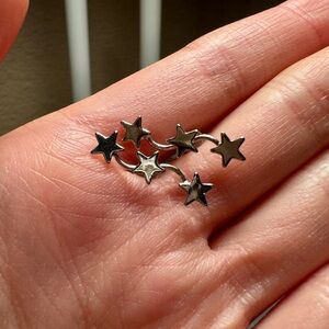 Silver triple Star Stud Earring